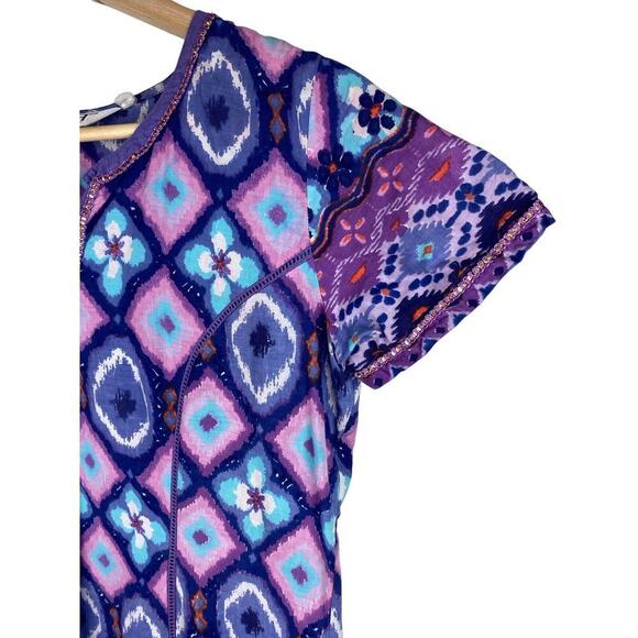 BIBA Women's 4 Blue Purple Sequin Crochet Lace Boho Sheath Dress - Picture 2 of 8